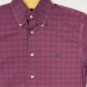 Brooks Brothers Regent Fit Maroon Plaid Button Down Shirt Small Non Iron Stretch